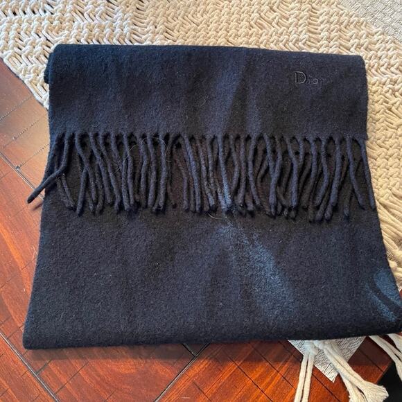 Christian Dior 100% lambswool black scarf unisex VINTAGE